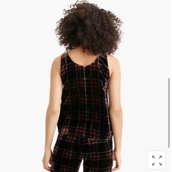 J. Crew Stewart Tartan Plaid Velvet Sleeveless Top- Sz 6 - Picture 4 of 4